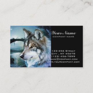 Carte De Visite loup de pleine lune de clair de lune de forêt de