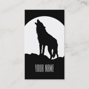 Carte de visite loup hurlant noir et blanc