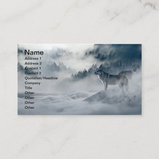 Carte De Visite Loups dans le paysage hivernal de neige (Devant)