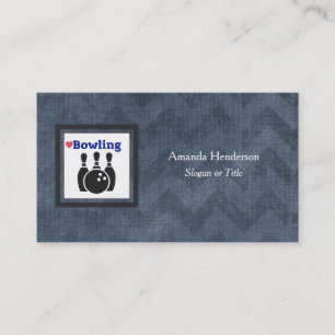 Carte De Visite Love Bowling Silhouette WIth Bowling Pins et Ball