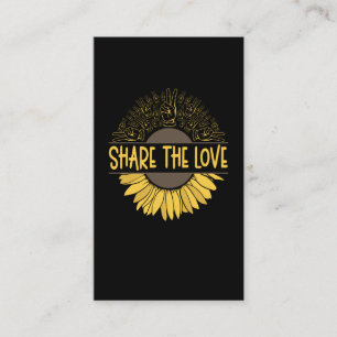 Carte De Visite Love Sunflowers Peace Hand Sign Nature