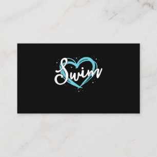 Carte De Visite Love Swim Team Heart Lover Blue Swimmer