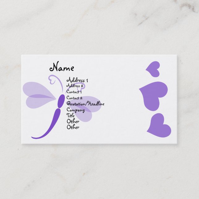 Carte De Visite Loverly Dragonfly (Devant)
