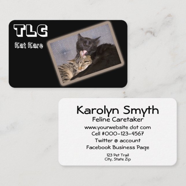 Carte De Visite Loving Cats Photographie Services de soins aux ani (Devant / Derrière)