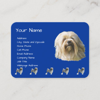 Carte De Visite Lowchen sur bleu-foncé