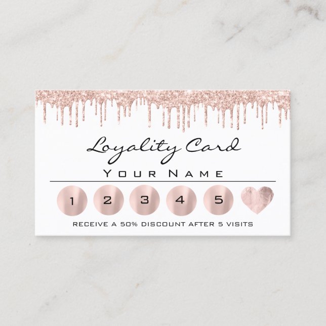 Carte De Visite Loyaliauté 6 Esthétique MAKEUP Rose Lash de coeur  (Devant)