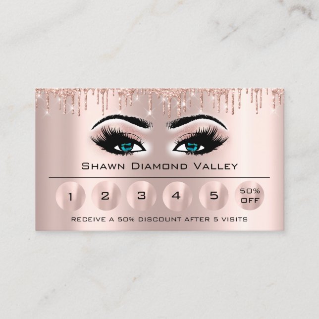 Carte De Visite Loyaliauté 6 maquillage Esthétique Eyelash Rose bl (Devant)