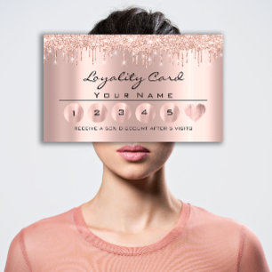 Carte De Visite Loyaliy 6 Éthéticien MAKEUP Rose gouttes Lash de c