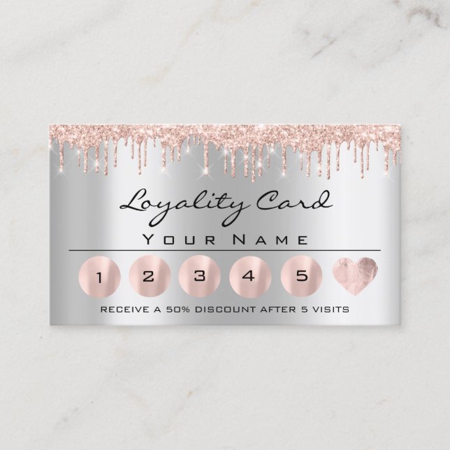 Carte De Visite Loyaliy 6 Roses Esthétiques Lécher le coeur gris (Devant)