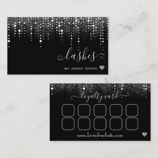 Carte De Visite Loyalty Card Pretty Drips Silver Glitter Rain