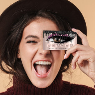 Carte De Visite Loyauté 6 Maquillage rose Eyelash Extension