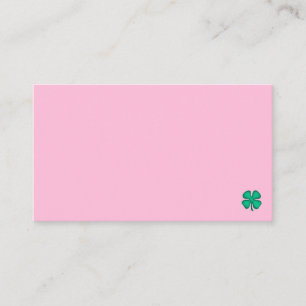 Carte de visite Lucky 4 Leaf Irish Clover rose cla
