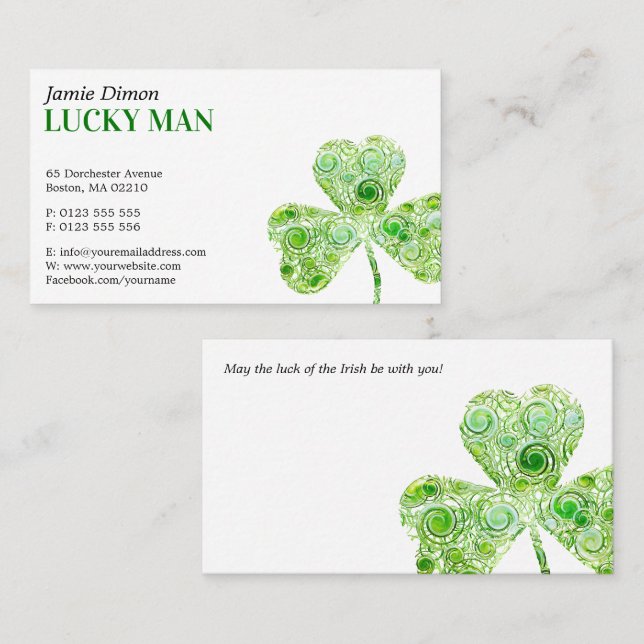 Carte De Visite Lucky Clover | Floral (Devant / Derrière)