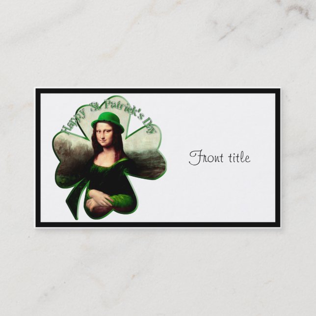 Carte De Visite Lucky Mona Lisa St. Patrick's Day (Devant)