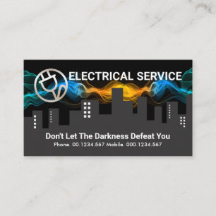 Carte De Visite Lumière Électrique Nuage Sur Le Bâtiment Silhouett