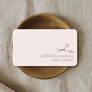 Carte De Visite Lumière Minimaliste Pastel Faux Ciseaux Cuivre Che