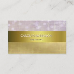 Carte De Visite Lumières élégantes de Bokeh d'or avec le ruban