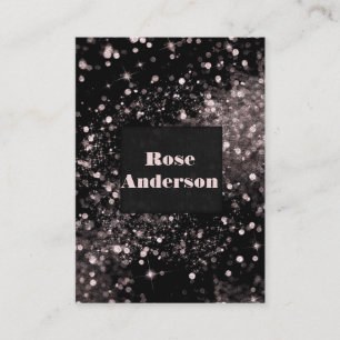 Carte De Visite Lumières scintillantes noires et roses Paillettes 