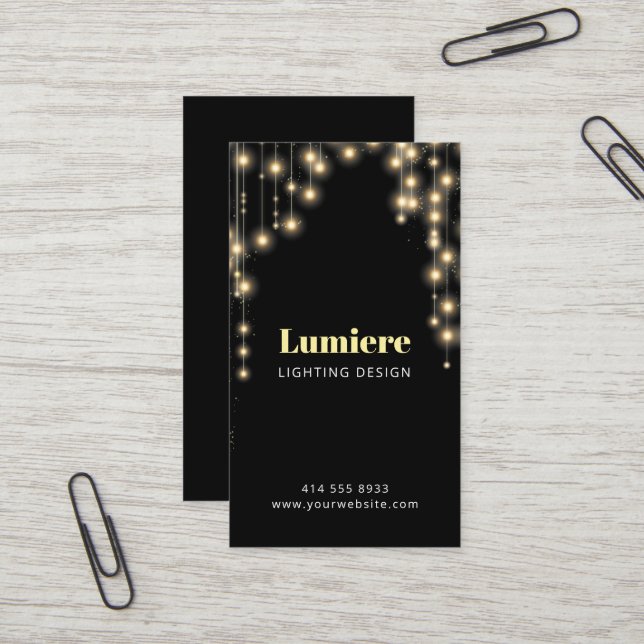 Carte De Visite Lumières suspendues sur noir (Devant/Arrière en situation)