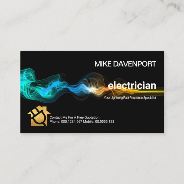 Carte De Visite Luminescent Électricien de la foudre électrique (Devant)