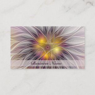 Carte De Visite Lumineuse Fleur colorée, Abstraite Fractale modern