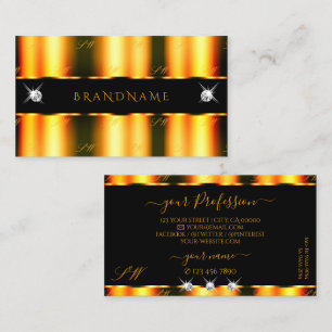 Carte De Visite Lumineuse orange noir brillant Diamants étincelant