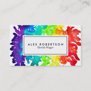 Carte de visite lumineux d'arc-en-ciel d'aquarelle