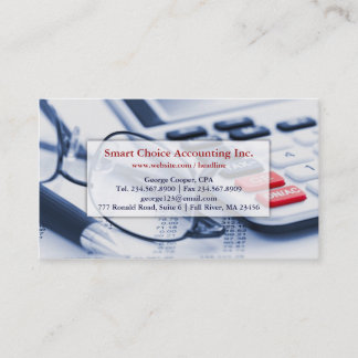 Carte de visite lumineux élégant de comptabilité