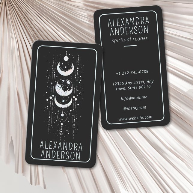 Carte De Visite Lune céleste Phases mystique Holistique Spirituell (Celestial Moon Phases Mystical Holistic Spiritual Business Card)