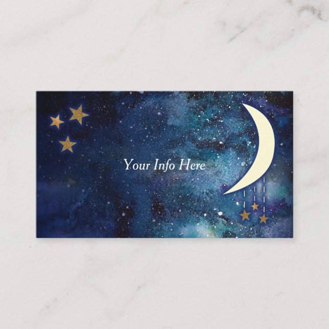 Carte de visite Lune et étoiles (Devant)