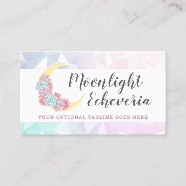 Carte De Visite Lune et succulents Pastel Mystic Boho Floral Cactu (Devant)