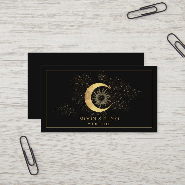 Carte De Visite Lune noire d'or céleste (Devant/Arrière en situation)