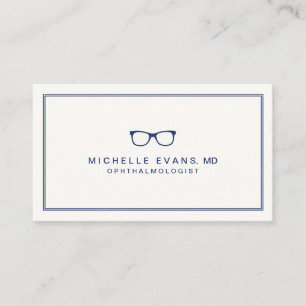 Carte De Visite Lunettes de bleu marine et d'ivoire