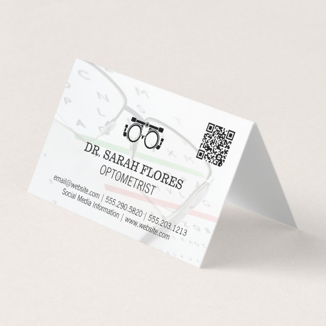 Carte De Visite Lunettes de prescription | Code QR optométriste (Devant)