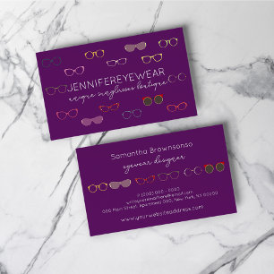 Carte De Visite Lunettes de soleil de mode Purple Optic Eyewear