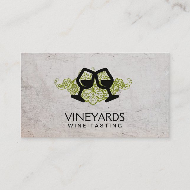 Carte De Visite Lunettes de vin Toast | Raisins et vignes (Devant)