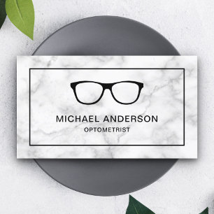 Carte De Visite Lunettes de vue en marbre blanc Optométriste Médec