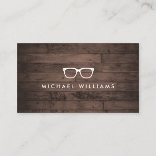 Carte De Visite Lunettes de vue rustiques et raffinées Logo Bois B