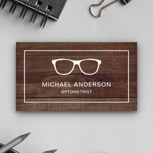 Carte De Visite Lunettes en bois rustique Optométriste Opticien