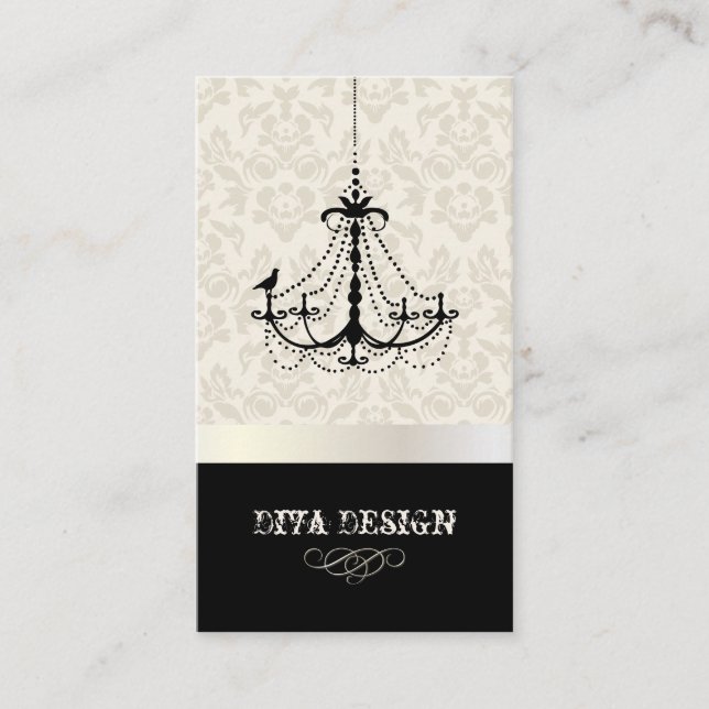 Carte De Visite Lustre + damas baroque /perle + bistrot (Devant)
