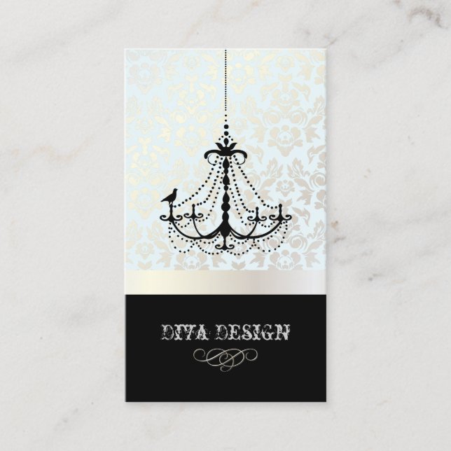 Carte De Visite Lustre + damas baroque /perle + bleu (Devant)