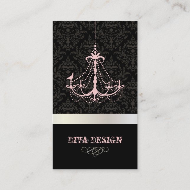 Carte De Visite Lustre + damas baroque /perle + rose (Devant)
