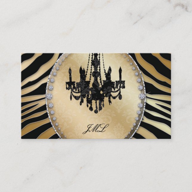 Carte De Visite Lustre Zèbre bijoux Or noir (Devant)