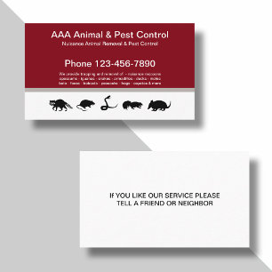Carte De Visite Lutte Contre Les Animaux Et Les Animaux