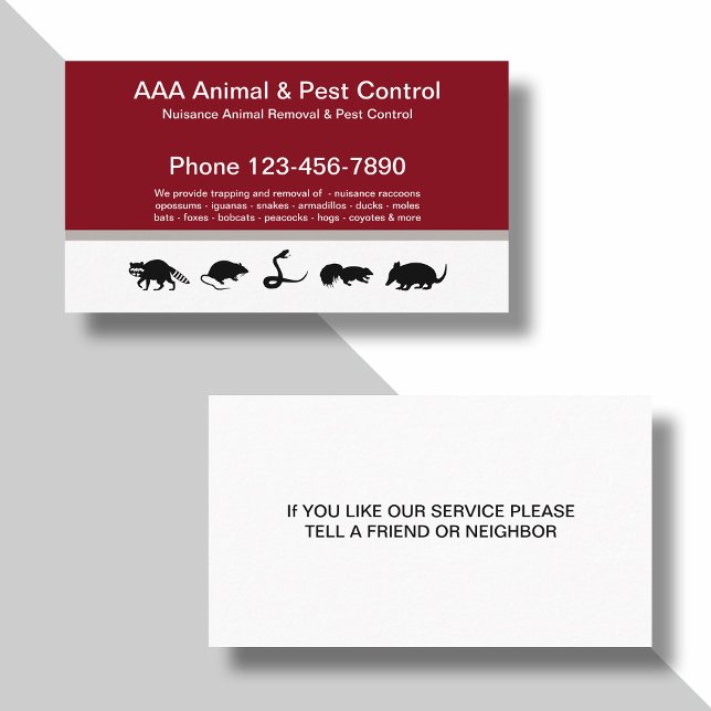 Carte De Visite Lutte Contre Les Animaux Et Les Animaux (Créateur téléchargé)