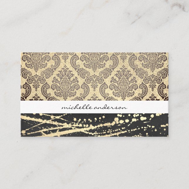 Carte De Visite Lux Damask et Gold Expressive (Devant)
