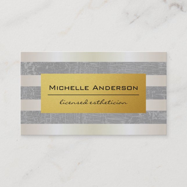 Carte De Visite Lux White Gold Stripes avec Or (Devant)