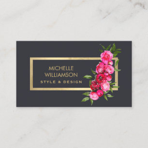 Carte De Visite Luxe Aquarelle Rose or/gris