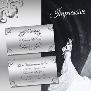 Carte De Visite Luxe Argent Décor Orné Somptueux et Luxueux