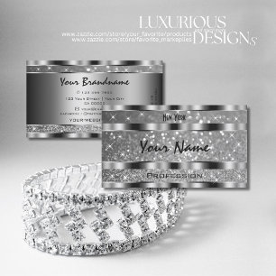 Carte De Visite Luxe Argent Lumineuse Parties scintillant Étoiles 